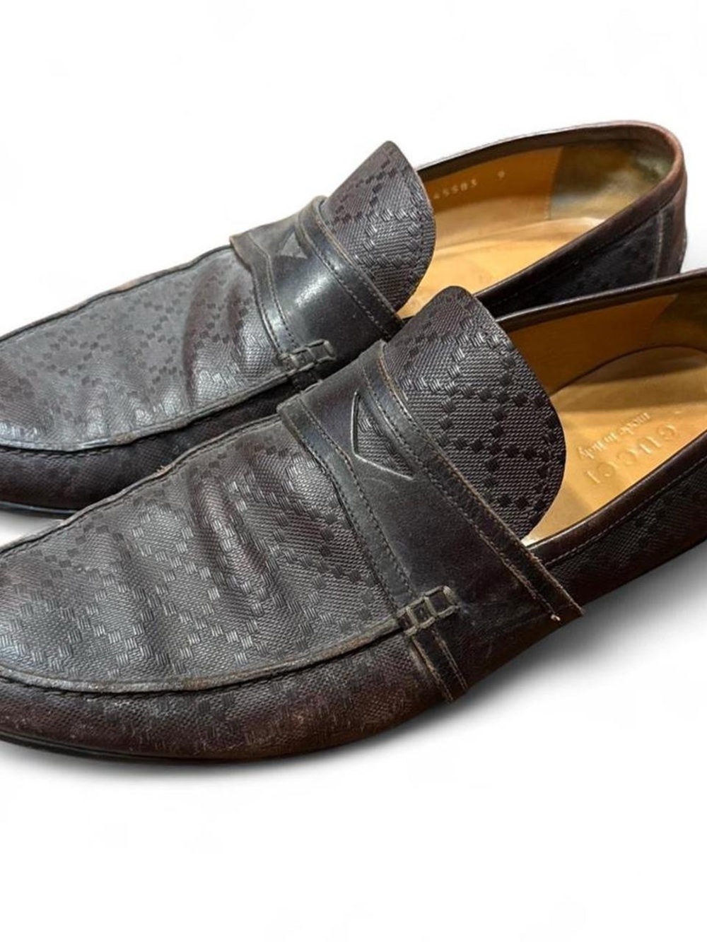 Gucci Hilary Lux Diamante Brown Leather Loafers